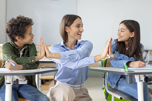 Children and educator in a supportive therapy environment